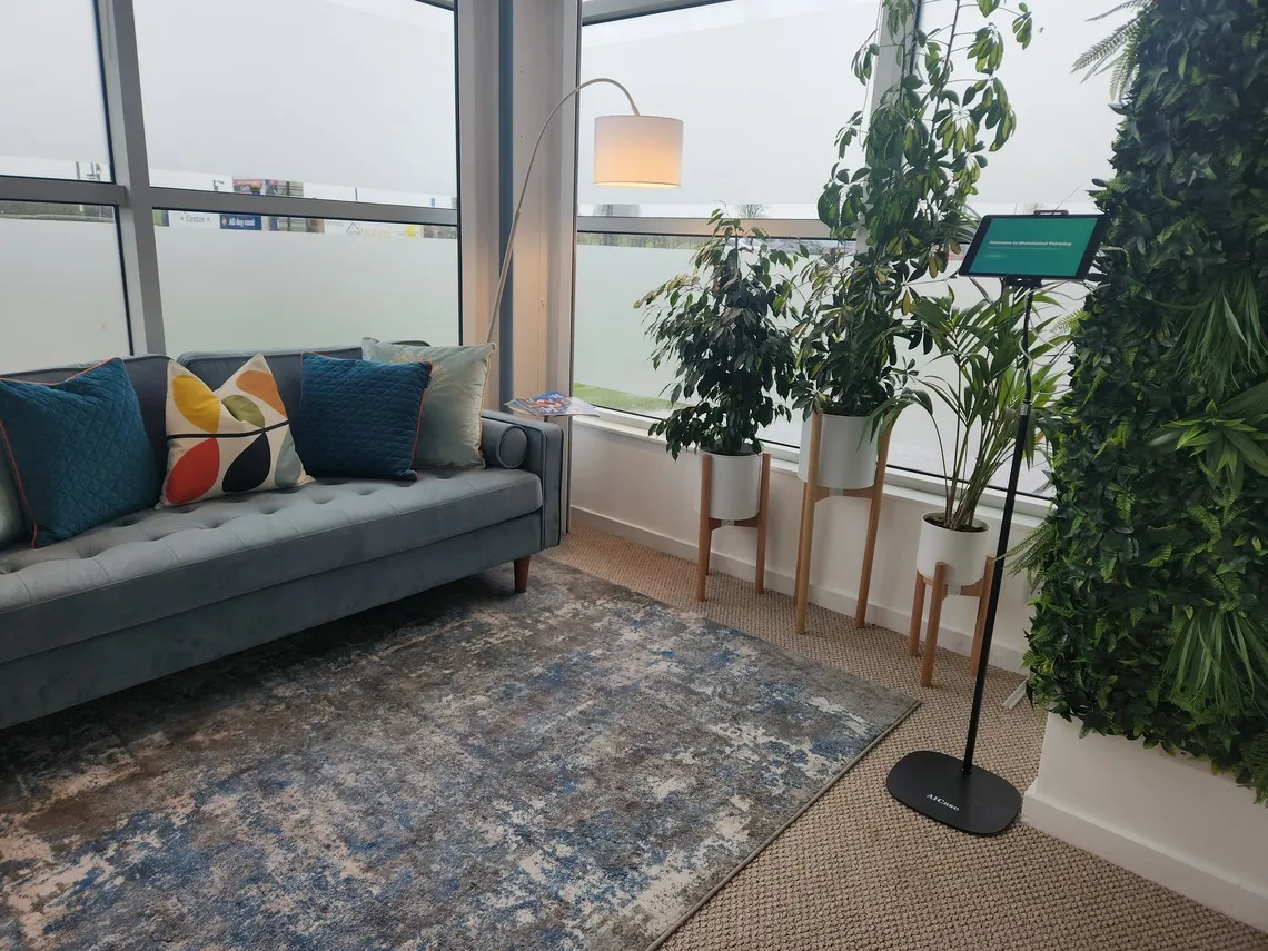 Welcoming waiting area at Illuminated Thinking therapy rooms, Glasgow